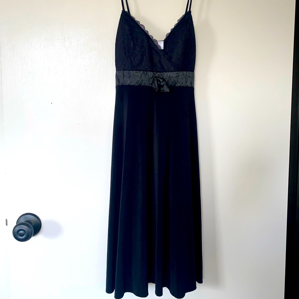 Black midi dress.